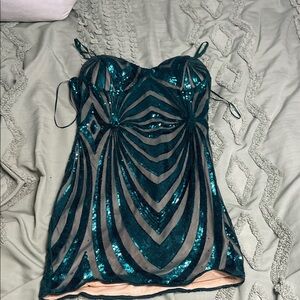 Privy Teal Sequin Mini Dress